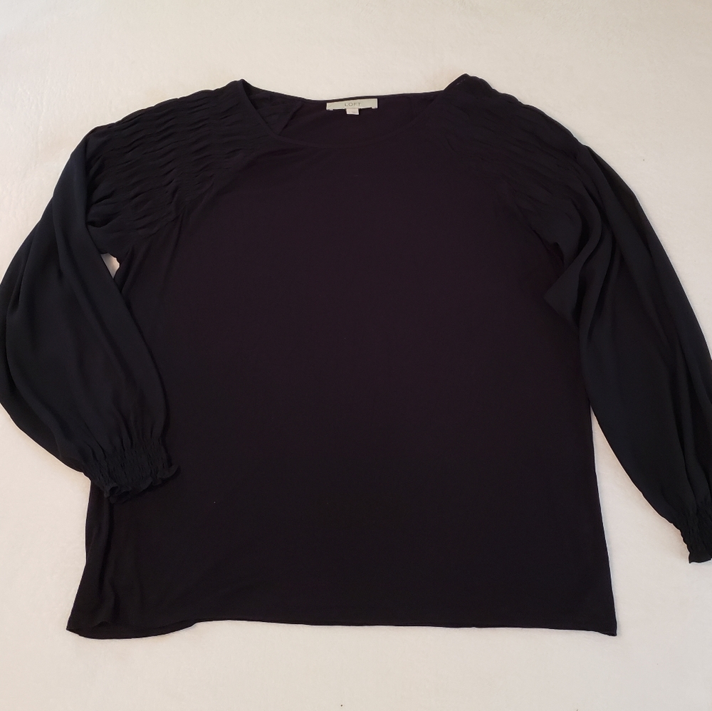 EUC Loft Navy blue knit blouse